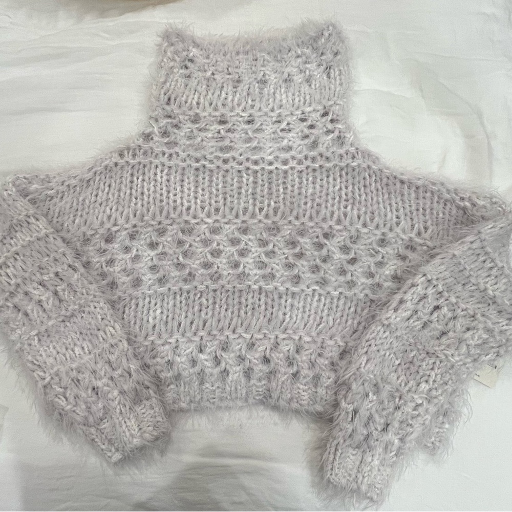 Free People Fuzzy Knit Sweater - Gray